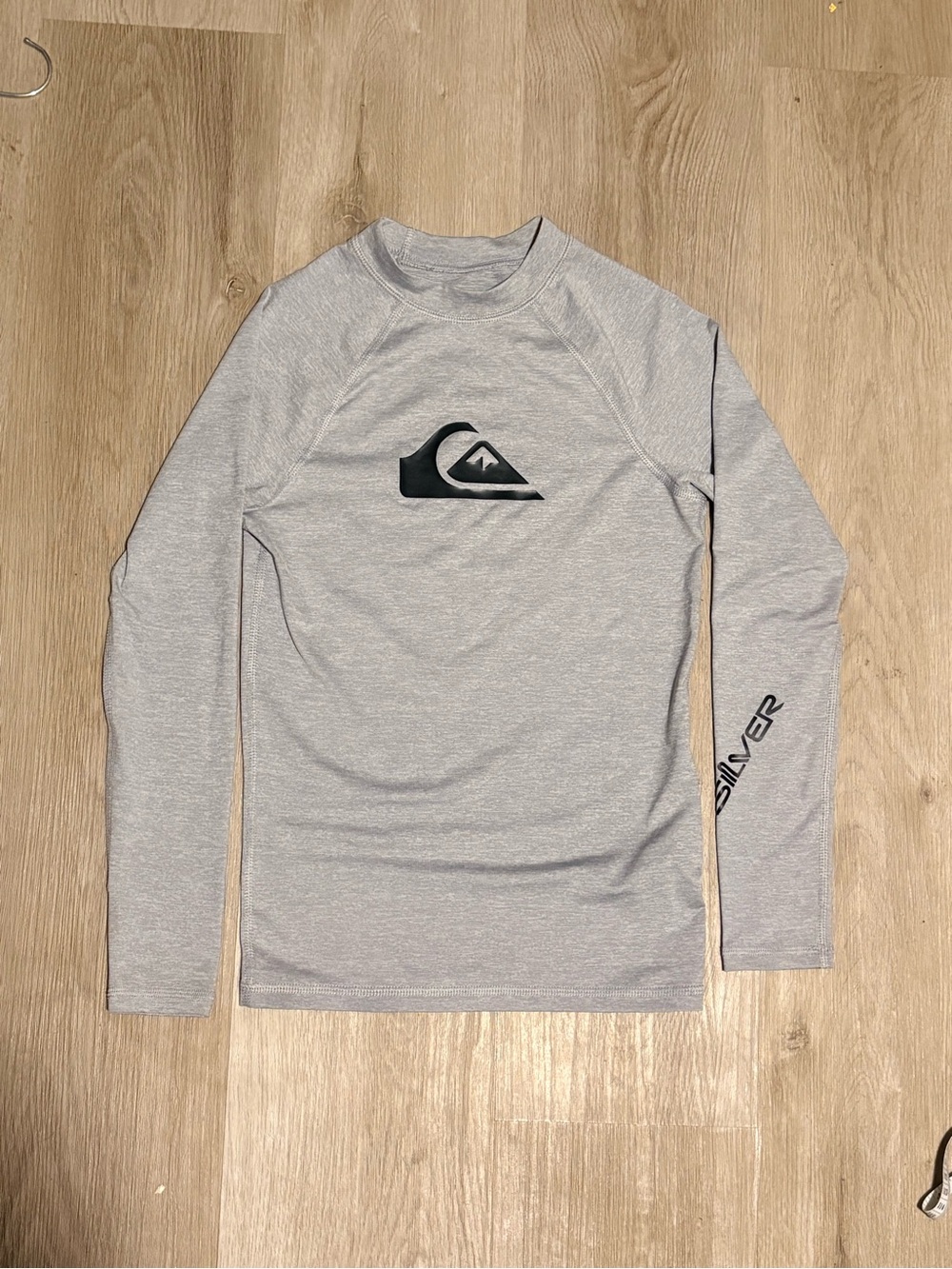 Quiksilver All Time Rash Guard Light Blue Long Sleeve Boys Size 12 Swim Shirt